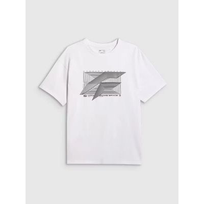 6. T-shirt regular z nadrukiem męski 4F 4FRAW25TTSHM3259-10S