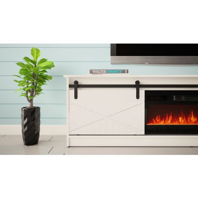 5. Szafka RTV GRANERO+kominek 200x56,7x35 biały/biały połysk