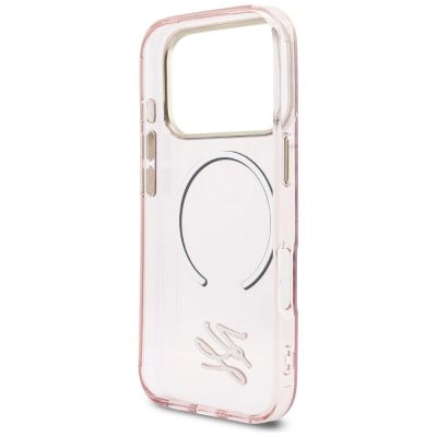 7. Etui Karl Lagerfeld IML KL Script Logo MagSafe na iPhone 17 Pro - różowe