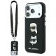 Etui Karl Lagerfeld Saffiano Karl&Choupette Heads Pins Strap Logo na iPhone 18 Pro / 17 Pro - czarne