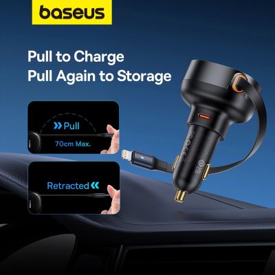 12. Ładowarka samochodowa Baseus Enjoyment Pro USB-C (żeńskie) / Lightning (męski) 60W - czarna
