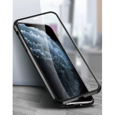 11. Wozinsky Magnetic Cam Slider Case magnetyczne etui 360 na cały telefon szkło na ekran osłona na aparat Huawei P40 czarny