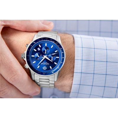 4. Zegarek Męski Giewont Chronograph Sapphire Srebrno Niebieski GW3520-B3