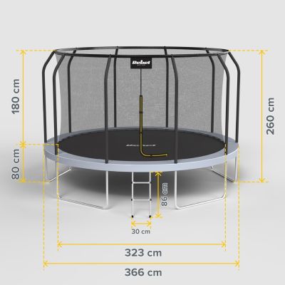 17. REBEL ACTIVE TRAMPOLINA PRO 12FT/366CM, SIATKA, DRABINKA RBA-8003