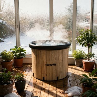 22. VIRTUFIT WANNA LODOWA XXL - 375 LITRÓW - IMITACJA DREWNA - Z AKCESORIAMI