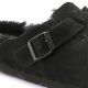 5. Chodaki damskie ocieplane z wełną owczą Birkenstock Boston Shearling Black skóra zamszowa narrow wąskie (0259883)