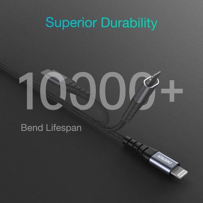7. Kabel Choetech IP0039 USB-C / Lightning MFi 480Mb/s 3A 1.2m - czarny