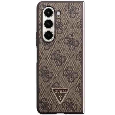 2. Etui Guess Leather 4G Triangle Strass na Samsung Galaxy Z Fold 5 - brązowe