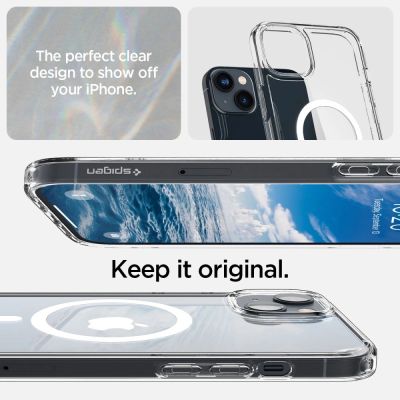 6. Etui Spigen Ultra Hybrid Mag z MagSafe na iPhone 14 - przezroczysto-białe