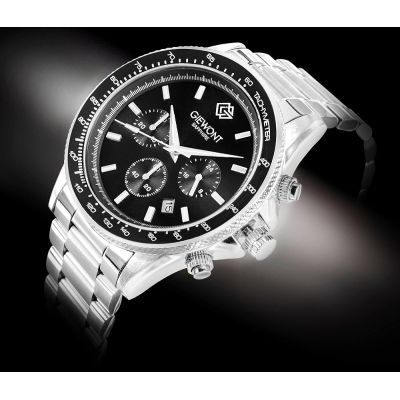 2. Zegarek Męski Giewont Chronograph Sapphire Srebrno Czarny GW3520-B2