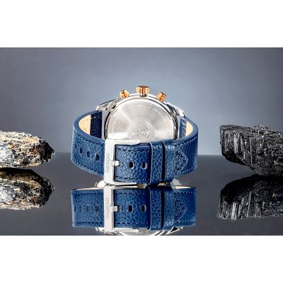 7. Zegarek Męski Giewont Chronograph Sapphire Srebrno Niebieski GW8810-A2