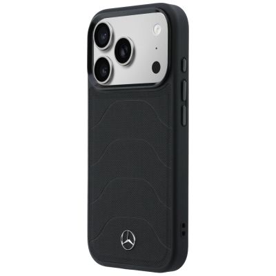 2. Etui Mercedes Leather Mesh with Bow Line MagSafe na iPhone 17 Pro - czarne
