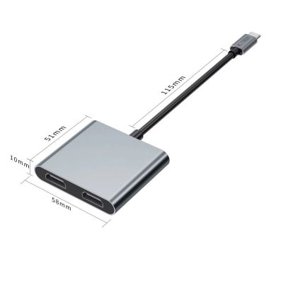 4. Adapter Tech-Protect HB08 4w1 USB-C + USB2.0 + 2 x HDMI 4K 60HZ - szary