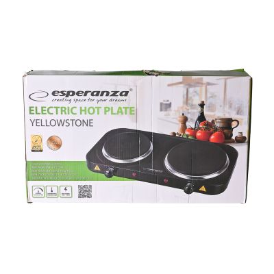 33. ESPERANZA KUCHENKA ELEKTRYCZNA YELLOWSTONE 1500W + 1000W CZARNA EKH014K