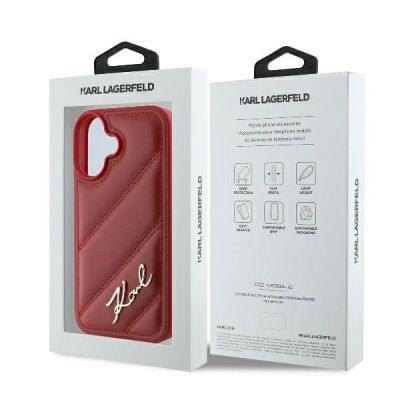 8. Etui Karl Lagerfeld Diagonal Quilted Script na iPhone 16 - czerwone