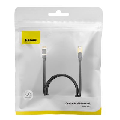 5. Baseus Speed Seven szybki kabel sieciowy RJ45 10Gbps 1m czarny (WKJS010101)