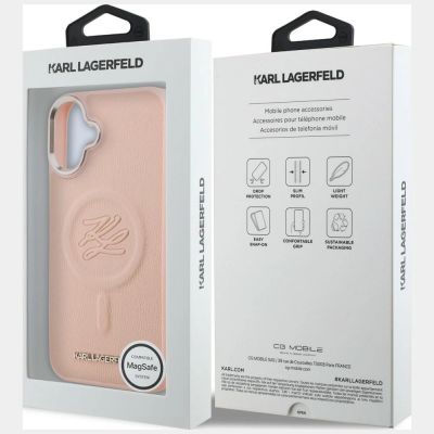 8. Etui Karl Lagerfeld Initial & Metal Logo MagSafe na iPhone 16 Plus - różowe