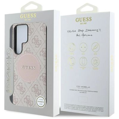 8. Etui Guess 4G Round Patch Classic Logo MagSafe do Samsung Galaxy S25 Ultra różowy
