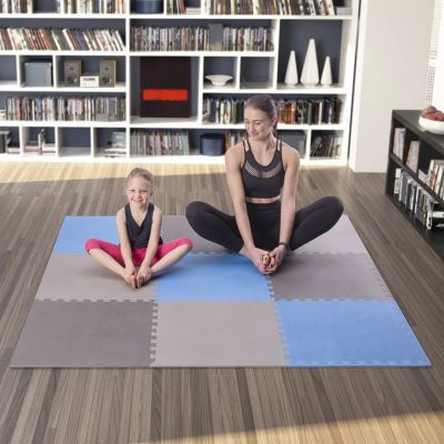 3. Mata puzzle Multipack One Fitness MP10 niebiesko-szare 9 elementów 10 mm