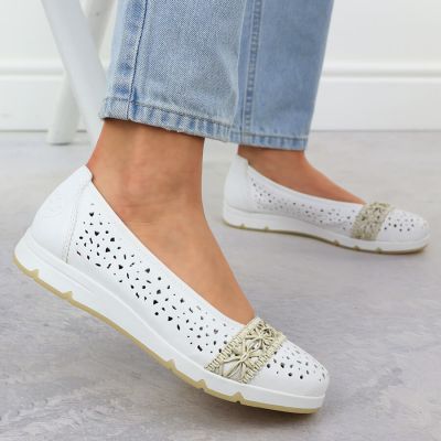 5. Baleriny damskie ażurowe komfortowe białe Rieker  L3062-80