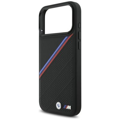 6. Etui BMW M Tricolor Metal Logo MagSafe do iPhone 17 Pro Max - czarne