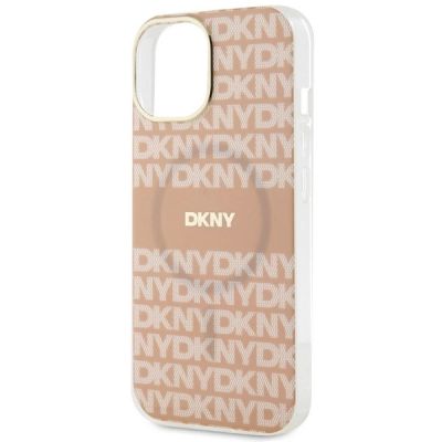 6. Etui DKNY IML Mono & Stripe MagSafe na iPhone 15 Plus / 14 Plus - różowe