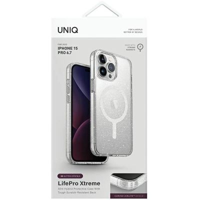 6. Etui UNIQ LifePro Xtreme Magclick Charging do iPhone 15 Pro Max - przezroczysto-srebrne