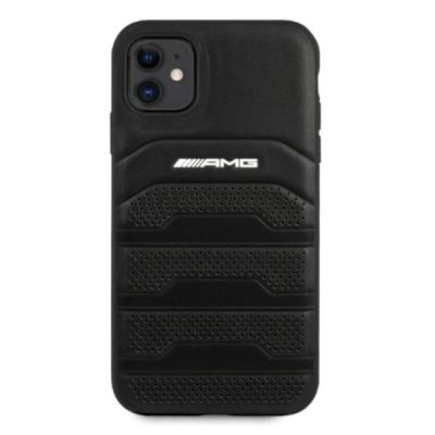 3. Etui AMG Leather Debossed Lines na iPhone 11 / Xr - czarne