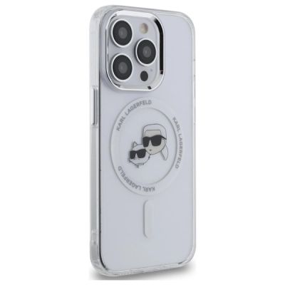 4. Etui Karl Lagerfeld IML Metal Karl & Choupette Head MagSafe na iPhone 14 Pro Max - białe