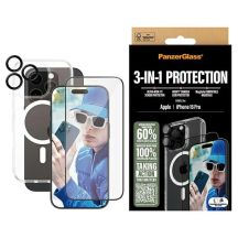 Zestaw PanzerGlass Bundle 3in1 etui przezroczyste + folia + szkło na aparat na iPhone 16 Pro