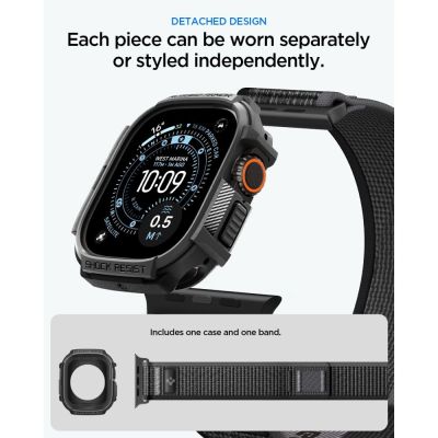 8. Zestaw etui Spigen Rugged Armor + pasek Spigen Athlex Air na Apple Watch Ultra (49 mm) - czarno-szare