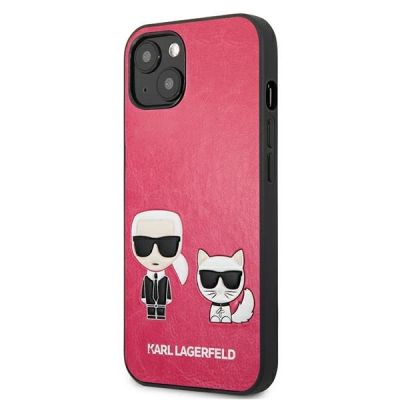 2. Etui Karl Lagerfeld Ikonik Karl&Choupette na iPhone 13 mini - fuksjowe
