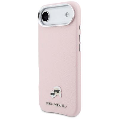 2. Etui Karl Lagerfeld Karl & Choupette Head Pins Saffiano MagSafe na iPhone Air - różowe