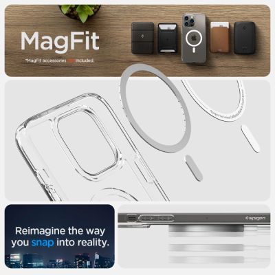 11. Etui Spigen Ultra Hybrid Mag z MagSafe na iPhone 14 Pro - przezroczysto-białe