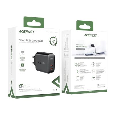 5. Acefast ładowarka sieciowa 2x USB Typ C 40W, PPS, PD, QC 3.0, AFC, FCP czarny (A9 black)
