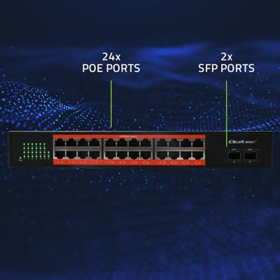 7. Qoltec Przełącznik sieciowy SWITCH Gigabit Ethernet | 24x RJ45 | 2x SFP | 1000 Mb/s