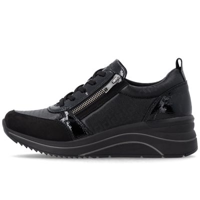3. Półbuty damskie sneakersy na koturnie czarne Remonte Rieker D0T22-03