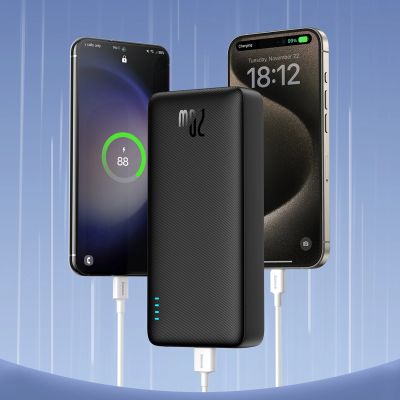 10. Powerbank Baseus Airpow 20W 20000mAh z kablem Baseus Simple Series USB-A - USB-C 50cm - czarny