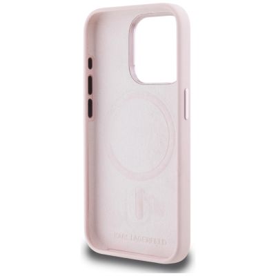 7. Etui Karl Lagerfeld Silicone Shadow Metal Initial MagSafe do iPhone 15 Pro różowy