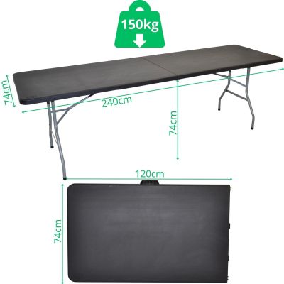 16. STÓŁ CATERINGOWY SKŁADANY W WALIZKĘ 240x74x74CM 150KG CZARNY