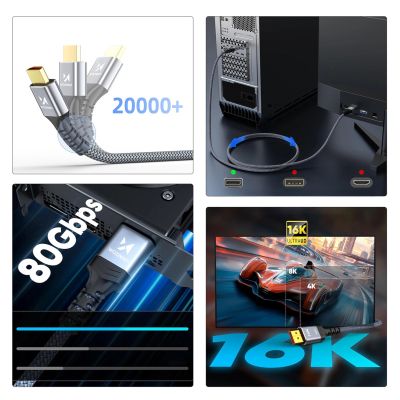 3. Kabel Wozinsky WPS-16AYL3S DisplayPort 2.1 Certyfikowany VESA 80 Gb/s 16K@60Hz 8K@120Hz 4K@240Hz HDR HDCP DSC 3m - czarny