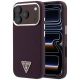 Etui Guess Grained Triangle Logo MagSafe na iPhone 18 Pro / 17 Pro - burgundowe