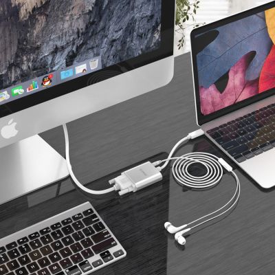 13. Adapter Orico PTAV USB-C - VGA i mini jack 3.5 mm Full HD 0.15 m - srebrny