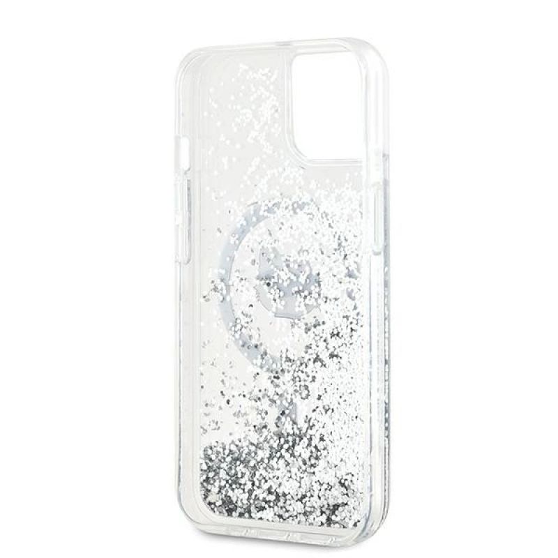 7. Etui Karl Lagerfeld Liquid Glitter Choupette Head MagSafe na iPhone 13 - przezroczyste