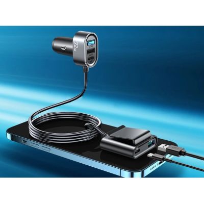 3. Joyroom ładowarka samochodowa 2xPD + 2xQC3.0 72W 1,5m czarna (JR-CL05)