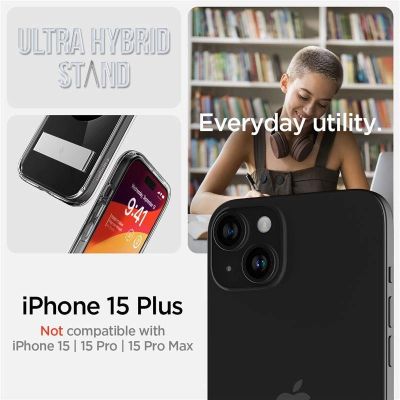 2. Etui Spigen Ultra Hybrid S MagSafe z podstawką do iPhone 15 Plus - czarne