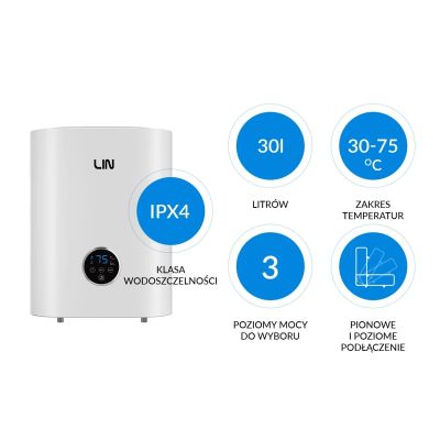 2. Bojler elektryczny LIN LIFVD1SMWH 30L UNIVERSAL biały