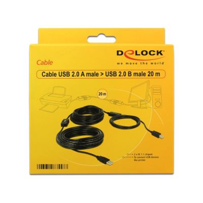 3. DeLOCK 20m, USB2.0-A - USB2.0-B kabel USB USB A USB B Czarny