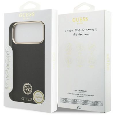 8. Etui Guess Grained Strass Logo MagSafe na iPhone 17 Pro Max - czarne