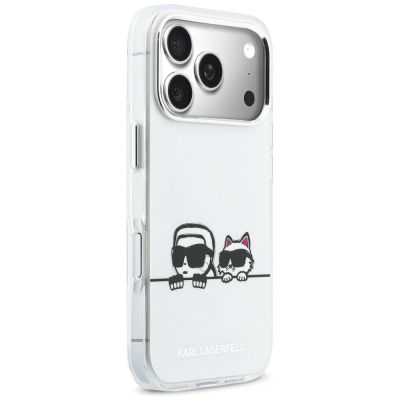 4. Etui Karl Lagerfeld IML Karl & Choupette Peekaboo Logo MagSafe na iPhone 17 Pro Max - białe